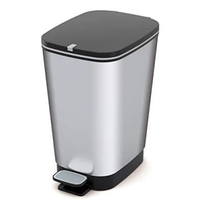 Obrázek CURVER KIS Chic Bin Style odpadkový koš, plast, stříbrná metalíza, 25 litrů, 26,5 x 40,5 45 cm