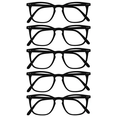 Obrázek Opulize Bex balení 5 ks pánské brýle na čtení velký designový styl matná černá RRRR64 1 +3,00