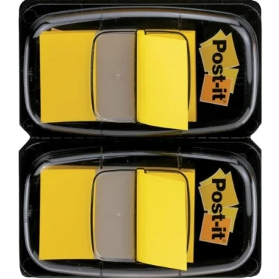 Obrázek Post it Index lepicí pásky, standardní, žlutá, 2 dávkovače, 25,4 mm x 43,2 mm, 50 lepicích proužků/dávkovač extra silné záložky na dokumenty a informace