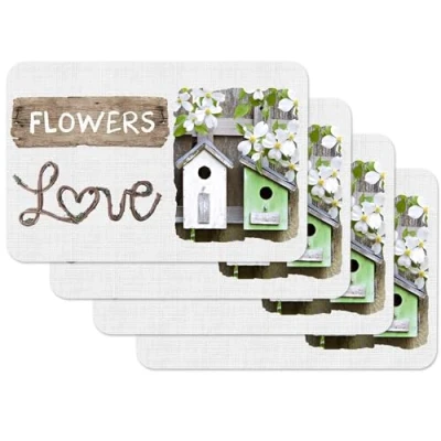 Obrázek Venilia Tischset Platzset für Esszimmer Garden Home Muster, 4er Set abwischbar Polypropylen, lebensmittelecht, 45 x 30 cm, 4 Stück, 59103