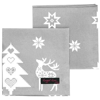 Obrázek Ragged Rose Natalie Weihnachtsservietten, Baumwolle, Silbergrauer Weihnachtsstern, 40 x cms