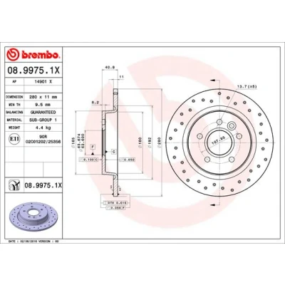 Obrázek Brzdový kotouč BREMBO 08.9975.1X