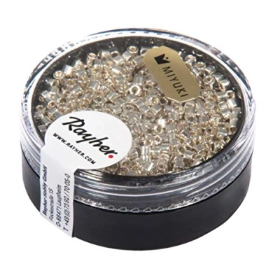 Obrázek Rayher Delica Rocailles, Miyuki metalická, stříbrná, 2,2 mm ø, dóza 4 g, korálky k navlékání, skleněné malé, 14750606
