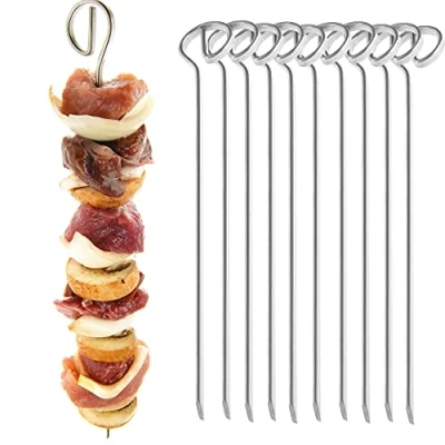 Obrázek Grilovací špízy sada 10 ks 21 cm na šašlik z ušlechtilé oceli velký požitek grilování pro všechny fanoušky masa a vegetariány maso, vyrobeno v Německu