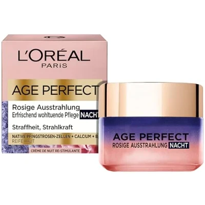 Obrázek L&#039;Oréal Paris noční péče, Age Perfect Golden Age, péče o obličej Anti Aging, zpevnění a lesk, pro zralou vybledlou pokožku, s výtažkem z pivoňky, 50 ml