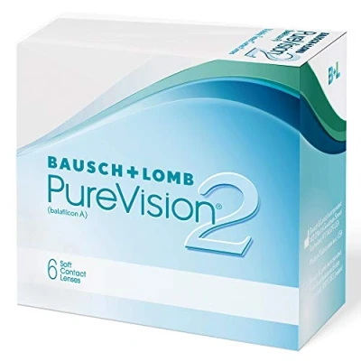 Obrázek Bausch + Lomb PureVision 2měsíční čočky, velmi tenké sférické kontaktní měkké, 6 kusů, BC 8. mm, DIA 14/ 4,00 dioptrií