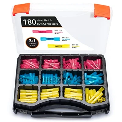 Obrázek Wirefy Stoßverbinder Kabelverbinder Wasserdicht Set 180 Stück 3:1 Schrumpfrate Quetschverbinder Stoßfeste Verbinder Kfz Alternative zu Lötverbinder 0,5 6mm² mit Schrumpfschlauch