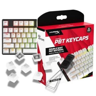 Obrázek HyperX PBT Keycaps kompletní sada tlačítek, materiál Double Shot PBT, anglické (US) layout, 104, bílá
