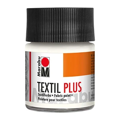 Obrázek Marabu 17150005070 textil Plus bílá 50 ml, celoplošná barva na pro tmavé látky, vhodná malování látky a tisk látek, po fixaci lze prát do 40 C