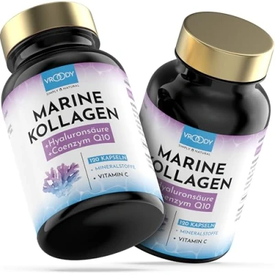 Obrázek Premium Marine Kolagen Kombo 1000 mg + Q10, kyselina hyaluronová, měď, mangan, vitamíny C, zinek a biotin přispívají k zachování normální pokožky vlasů; Made in Austria by VROODY balení po 2 ks