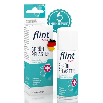 Obrázek flint Med náplast ve spreji uzavírá a chrání rány, voděodolná, prodyšná, elastická transparentní, sprej na klinicky osvědčený, až 80 aplikací, 50 ml