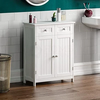 Obrázek Bath Vida priano 2 Schubladen Türen Badezimmerschrank Schrank Boden Stehend Einheit, weiß