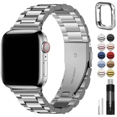 Obrázek Fullmosa Kompatibilní s Apple Watch náramek 45 mm 44 49 42 mm, kovový náhradní řemínek pro Ultra 2/Ultra SE řady 9 8 7 6 5 4 3 2 1 ušlechtilá ocel iWatch řemínky stříbrný