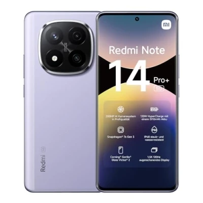 Obrázek Xiaomi Redmi Note 14 Pro+ 5G smartphone, 12 + 512GB, purple, 200MP profesionální AI kamera, IP68, 120W HyperCharge, funkce (bez nabíječky)