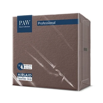 Obrázek PAW Airlaid ubrousky (40 x 40 cm) I 50 kusů jednobarevné podobné látce elegantní stolní dekorace HoReCa Při důležitých příležitostech jako svatby, oslavy, Vánoce Unicolor: hnědá