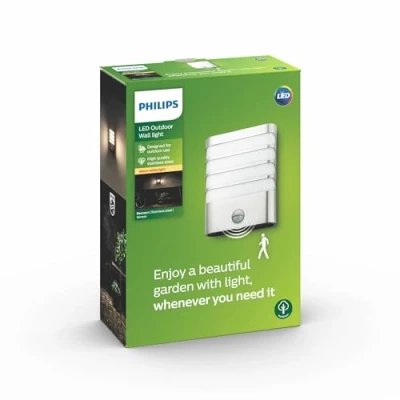 Obrázek Philips myGarden LED Venkovní nástěnné svítidlo Raccoon vč. senzoru pohybu, 4 W, teplé bílé světlo, IP44 odolné proti povětrnostním vlivům, ušlechtilá ocel