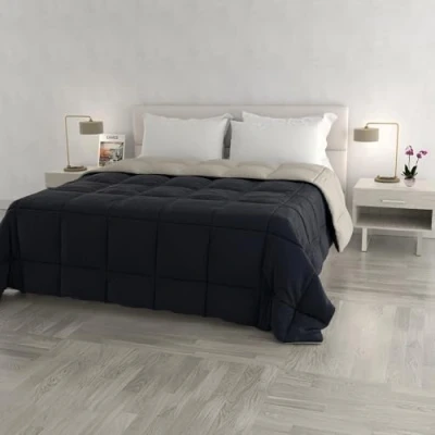 Obrázek Italian Bed Linen Wintersteppdecke Elegant, Mikrofaser, Dunkelblau/Hellgrau, 260x260cm