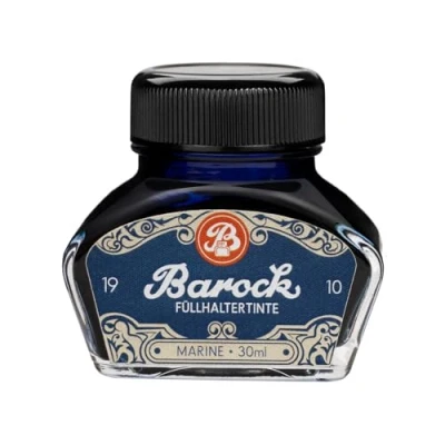 Obrázek Barock 1910 psací inkoust námořnický, pro plnicí pero, skleněné inkoustové v inkoustovém sudu, 30 ml, modrý