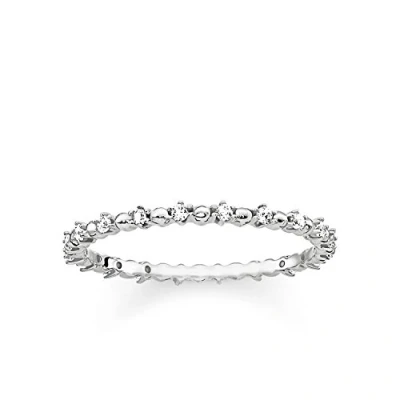 Obrázek THOMAS SABO Dámský prsten puntíky s bílými kameny TR2153 051 14, Ušlechtilý kov, Bez