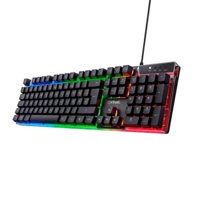 Obrázek Trust Herní klávesnice Gaming GXT 835 Azor s osvětlením, německé rozložení QWERTZ, v originální velikosti, 3 barevné LED režimy, anti ghosting, 12 multimediálních funkčních