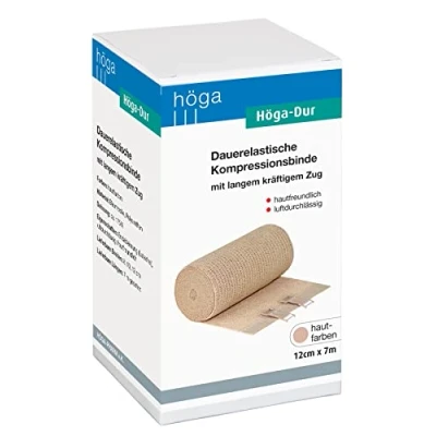 Obrázek Hoega pro pevné, trvale elastická Kompresní vložka s dlouhým Tkanicí 12 cm x 7 m natažená kůži, Luftdurchlaessig