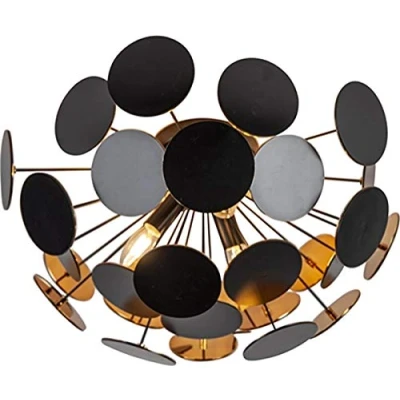 Obrázek Trio Leuchten Stropní svítidlo Discalgo 609900332, kov černý matný, plastové desky černá/zlatá farib, kromě 3 x E14, 54 30 cm, černá matná/zlatá barva