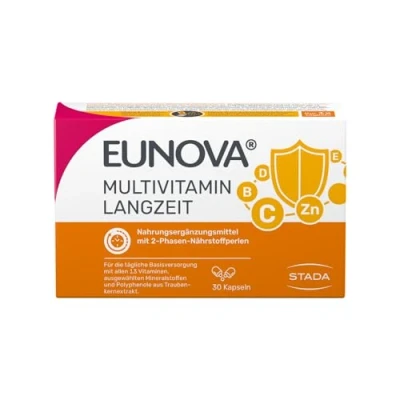 Obrázek EUNOVA Dlouhodobý doplněk stravy se všemi 13 vitamíny, s důležitými minerály a karotenoidy 1 x 30 kapslí