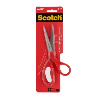 Obrázek Scotch Univerzální nůžky, červená plastová rukojeť 18 cm ideální pro každodenní použití