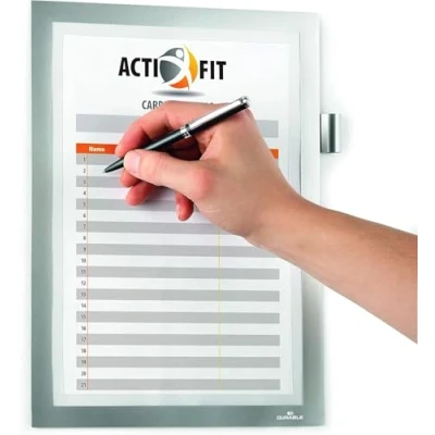 Obrázek Durable Info rámeček Duraframe Note (A4, s magnetickým uzávěrem a držákem na tužku) 1 kus, stříbrný, 499323