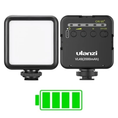 Obrázek Camera Light, ULANZI VL49 video světlo s 2000mAh baterií, LED 5500 K, 3 barevné pro mikro a lampy, trvalé fotoaparát foto