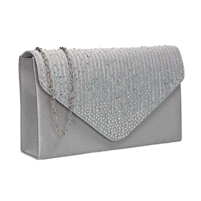 Obrázek SwankySwans Abby Diamante Envelope Style Bag Clutch, stříbrná