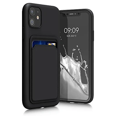 Obrázek kwmobile Pouzdro na mobil kompatibilní s Apple iPhone 11 obal přihrádkou karty v černé barvě