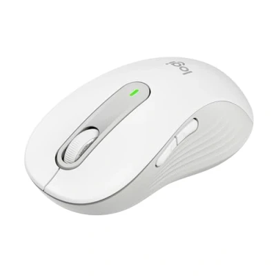 Obrázek Logitech Bezdrátová myš Signature M650 L pro velké ruce, tiché kliknutí, přizpůsobitelná boční tlačítka, Bluetooth, kompatibilita s více zařízeními bílá, offwhite