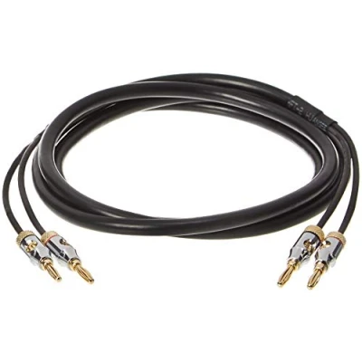 Obrázek Amazon Basics 16AWG reproduktorový kabel s pozlacenými hroty banánů (4 mm) CL2 99,9 % bez kyslíku 1,8 m (6 stop), černý