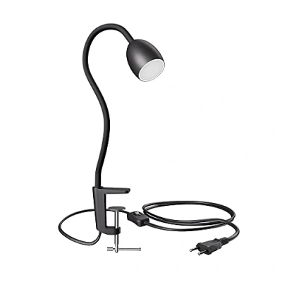 Obrázek ledscom.de GU10 lampa s klipem KLUK husím krkem, černá vč. GU10, 3stupňová stmívatelná, teplá bílá, W,