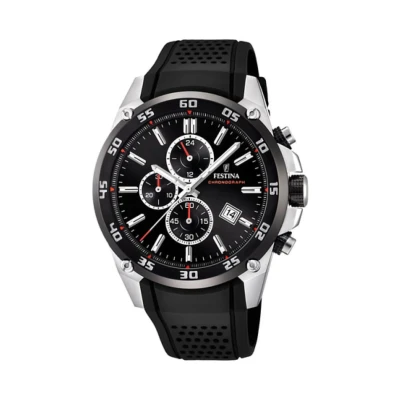 Obrázek Festina Unisex hodinky pro dospělé chronograf Quarz s kaučukovým páskem F20330/5, černá, Unikátní měření, Náramek