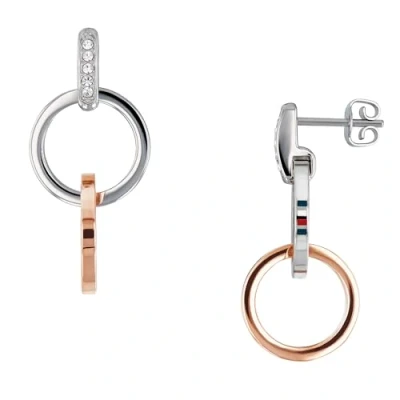 Obrázek Tommy Hilfiger Jewelry náušnice pro dámy z ušlechtilé oceli s krystaly 2780084 + analogové quartzové hodinky se stříbrným náramkem ze síťoviny 1782288,
