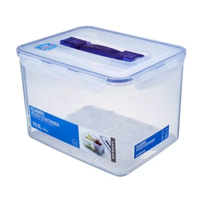 Obrázek LocknLock Úložný box PP Classic s rukojetí a mřížkou, 10 l, 295 x 230 203 mm, 100% vzduchotěsný vodotěsný úložný box, chytrý uzavírací systém, víkem, vícebarevný