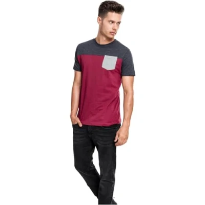 Obrázek Urban Classics 3TONE Pocket TEE Triko s potiskem, Muži, Velikost: Medium, Red/grey