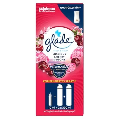 Obrázek Glade Touch &amp; Fresh (Brise One Touch) doplňovač, osvěžovač vzduchu mini sprej, Cherry Peony, 1 balení (1 x 10 ml)