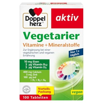 Obrázek Doppelherz Vegetariánské vitamíny + minerály sladěné živiny pro vegetariány a vegany 100 veganských tablet