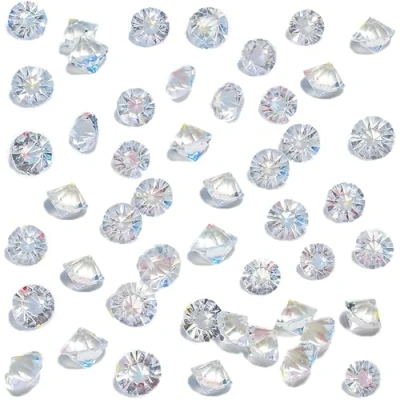 Obrázek HAKACC 500 kusů skleněných dekorativních diamantů, 10 mm briliantové skleněné diamanty čiré křišťálové kamínky pro svatbu laskavost tabulka středový kus