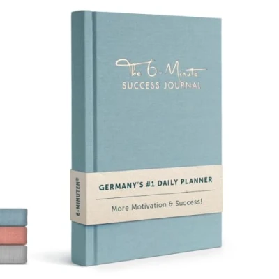 Obrázek The 6 Minute Success Journal Daily Planner, Organiser Achieve Your Goals with more motivací, Mindfulness &amp; Focus Premium Quality, A5, Undated (Sky Blue)