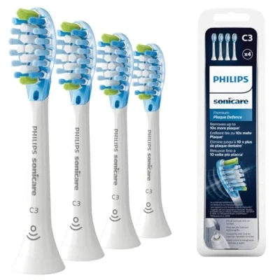 Obrázek Philips Sonicare Originální štětkový štítek Defence HX9044 / 17, 10x další odstraňování povlaku, RFID čip, 4 balení, standardní, bílá