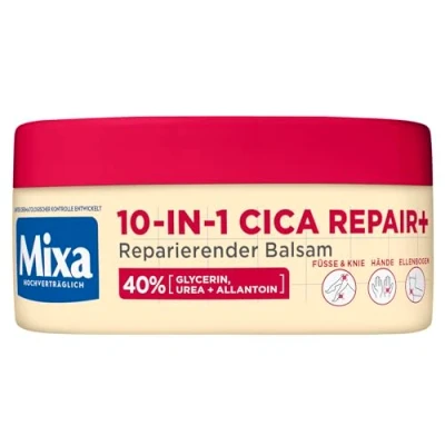 Obrázek Mixa Balzám urea, se 40 % glycerinem, ureou a allatoinem, regenerační, hydratační, pro velmi suchou, popraskanou kůži na loktech, kolenou, nohou rukou, 10 v 1 urea Cica Repair+, 150 ml