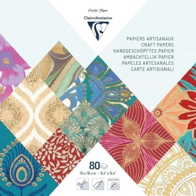 Obrázek Clairefontaine 95217C Block kopfseitig verleimt mit 80 Bögen Papier aus aller Welt (16 x 16 cm, geeignet für Scrapbooking) 1 Pack farbig sortiert