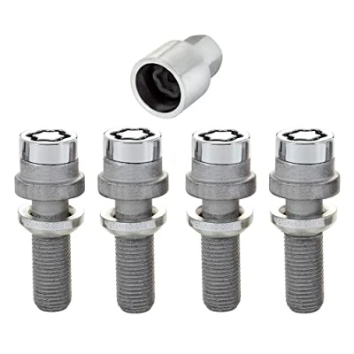 Obrázek 28032SU šrouby na pojistky kol SU (standard) M14 x 1,50, kulové sedadlo R12, délka dříku 34,5 mm, celková šroubu 57,4 SW17, průměr klíče 25,8 mm