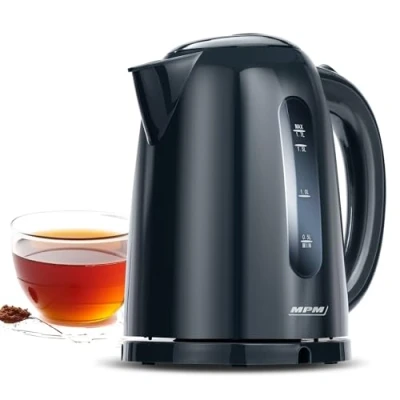 Obrázek MPM MCZ 85/G1 Elektrischer Wasserkocher, Fassungsvermögen 1,7 Liter BPA frei, Kabellos 360 Drehbasis, Anti Kalkfilter, Automatische Abschaltung, Schwarz, 2200W
