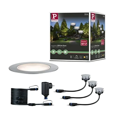 Obrázek Paulmann 93692 Plug &amp; Shine LED venkovní světlo Floor Eco 3dílná základní sada 3000K 3x1W stříbrná osvětlení k zabudování do podlahy světla