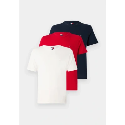 Obrázek Tommy Jeans TEE 3 PACK Jednoduché tričko, Muži, Velikost: 44, Ecru/dark night navy/red